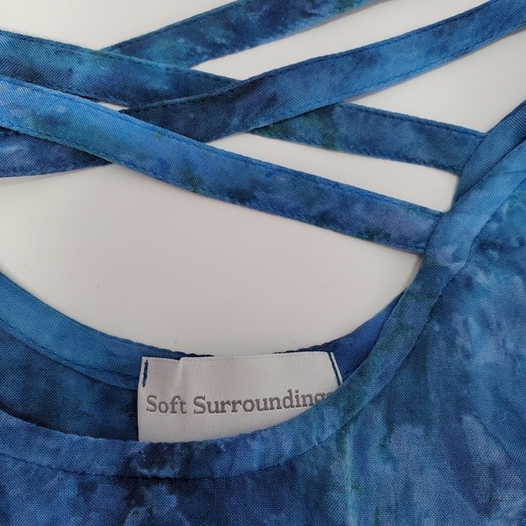 LONG SLEEVE SHIRT Womens SOFT SURROUNDINGS Size Large Blue Watercolor - Picture 3 of 9